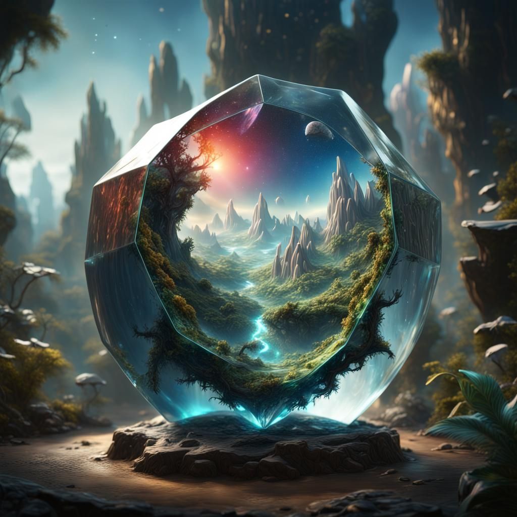 Living Planet Inside Star-Shaped Glass