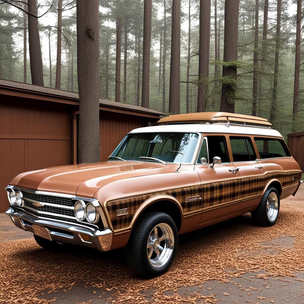 1968 Chevy Wagon with Plaid Panels