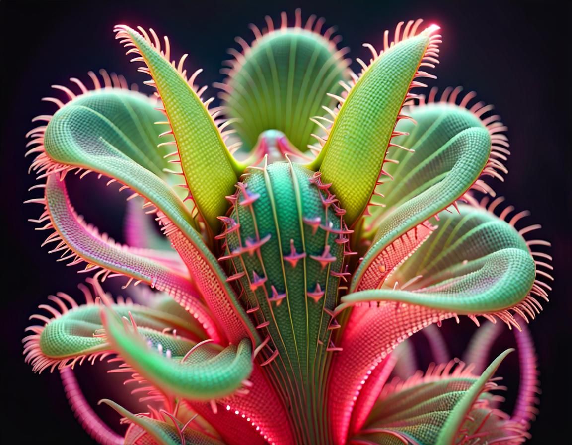 Humanoid Crystal Venus Flytrap in Neon Colors