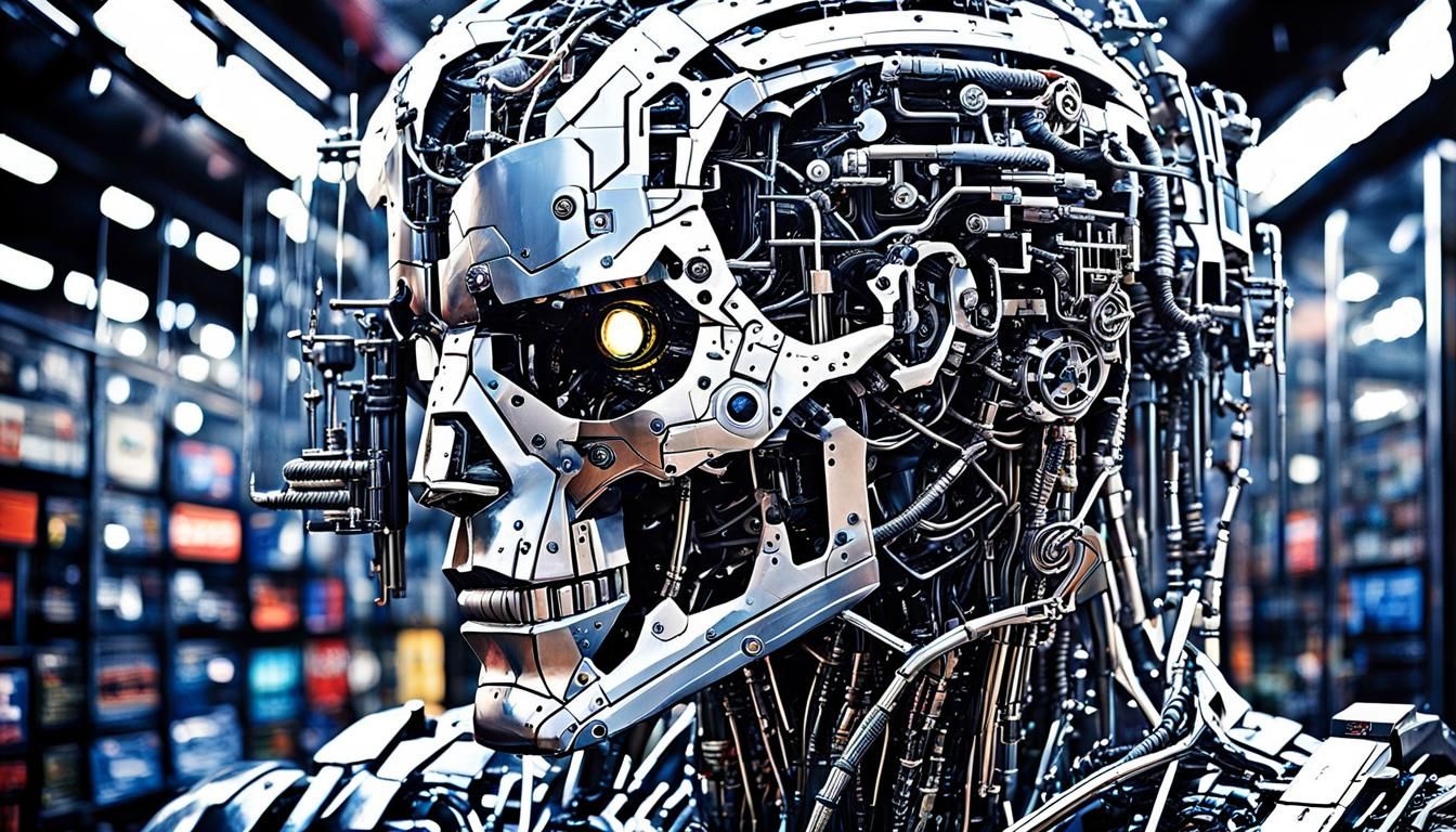 Deity Super-Machine Portrait in Cyberpunk Style