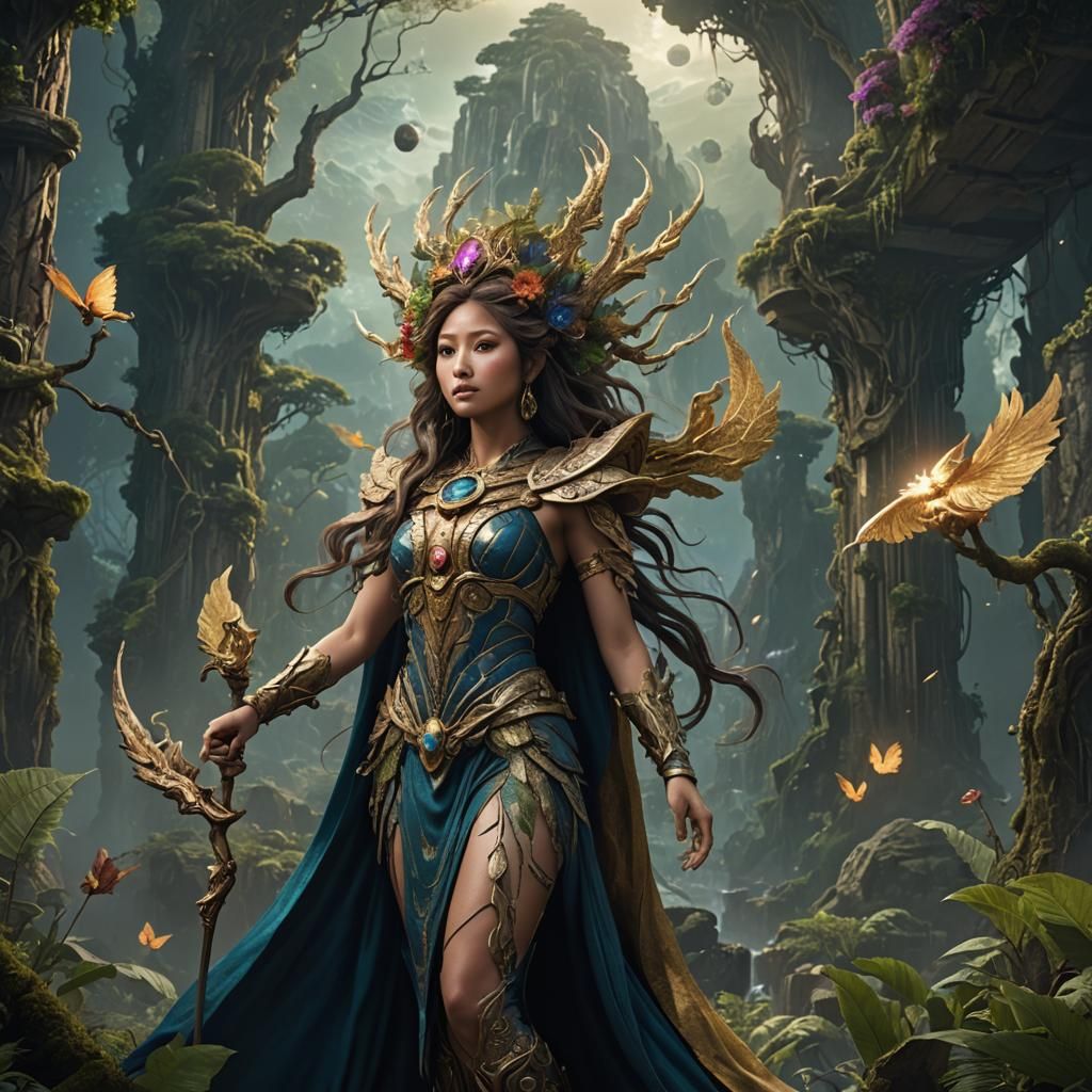 Brenda Song as Gaia, the goddess and personification of Earth itself.