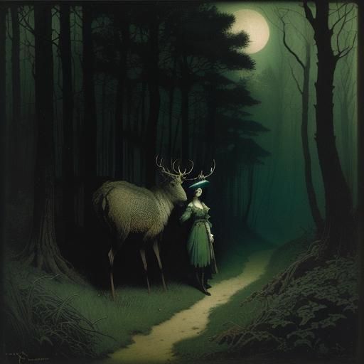 Girl on Deck Attacked by Shark with Antlers