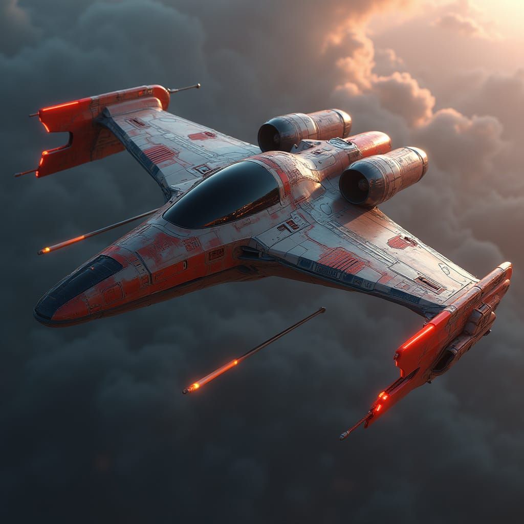 Dramatic Star Fighter in Dark Fantasy Style