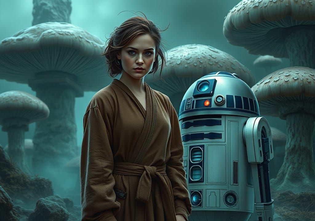 Princess Leia and R2D2 on Xylophia-IV