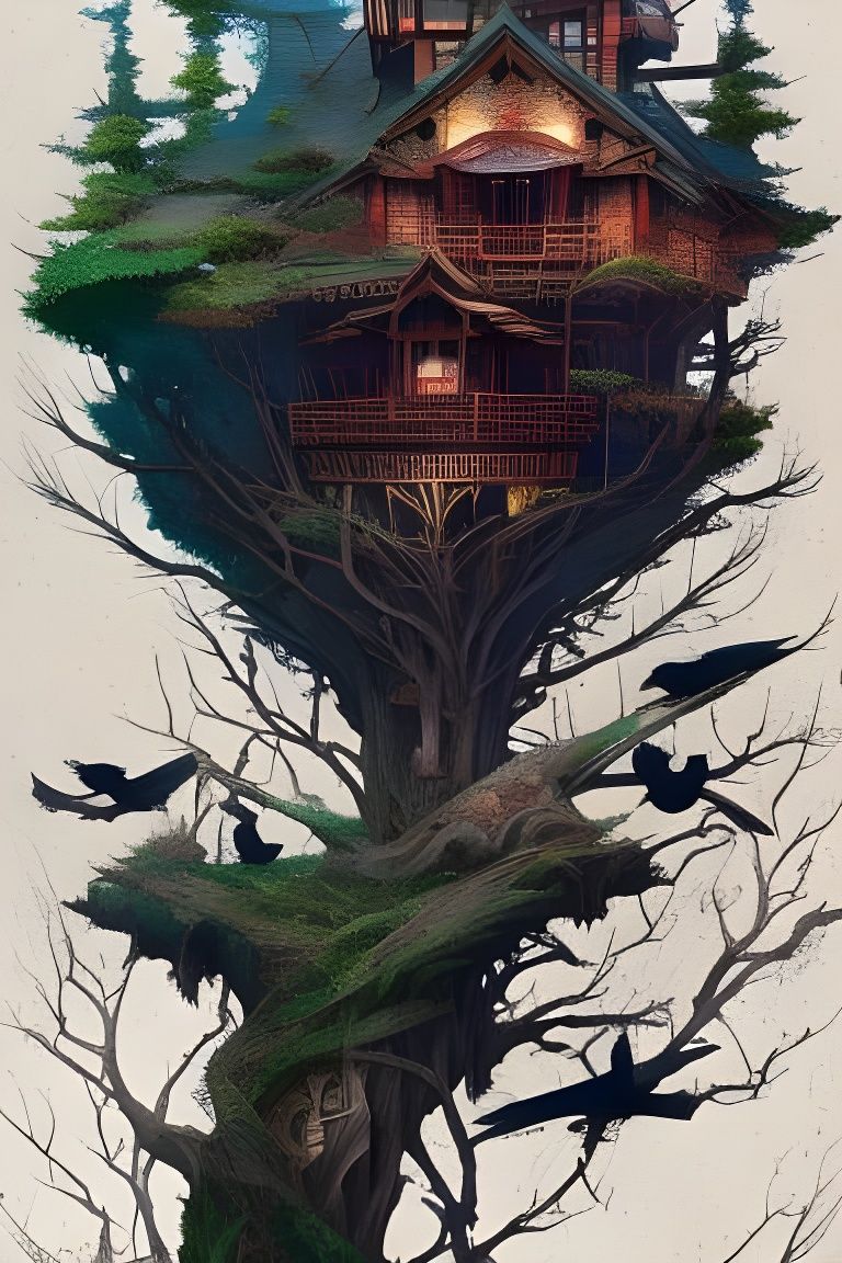 Floating Super-Treehouse Inhabited by Crows, Hyperrealism