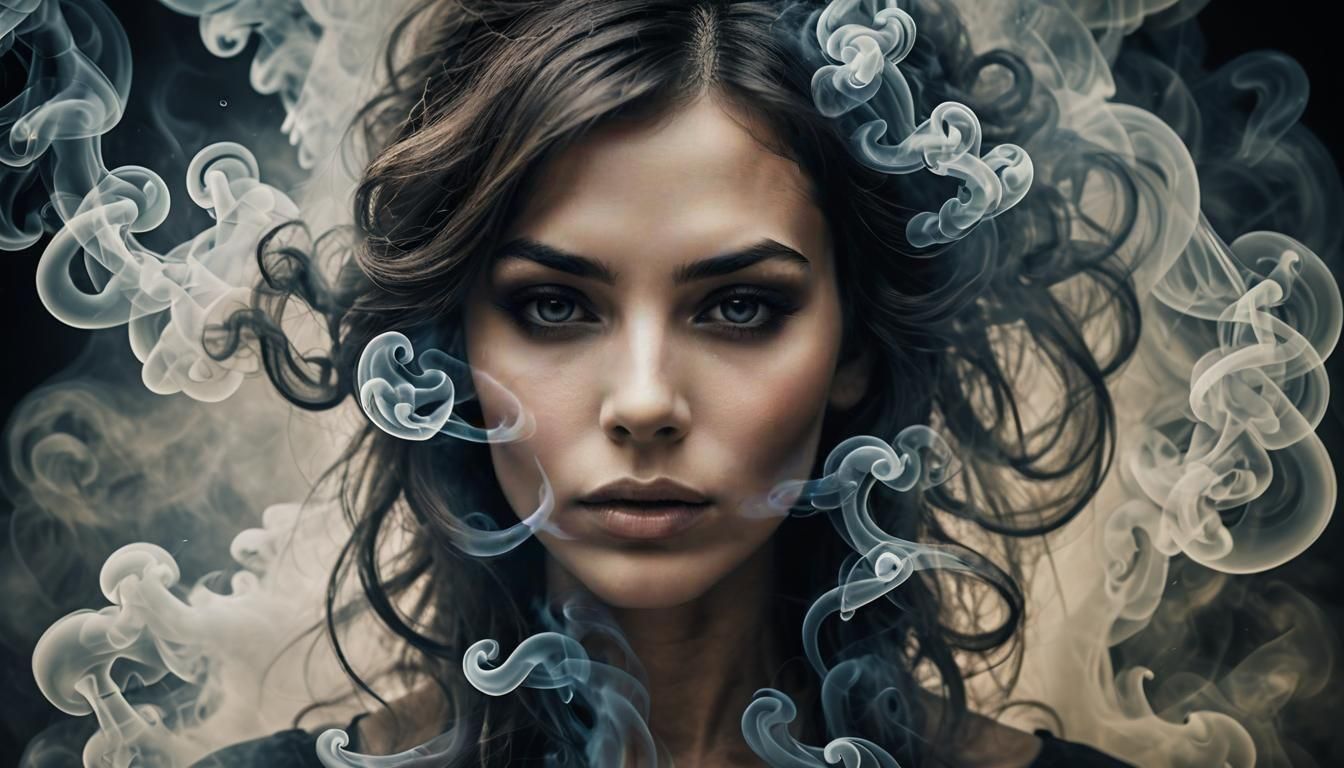Ethereal Smoke Portrait with Dramatic Lighting