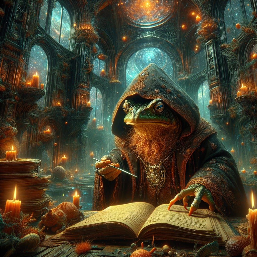 Dark Fantasy Toad Wizard Studies Manuscript