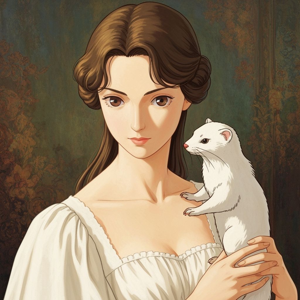 Lady with an Ermine in Studio Ghibli Anime Style