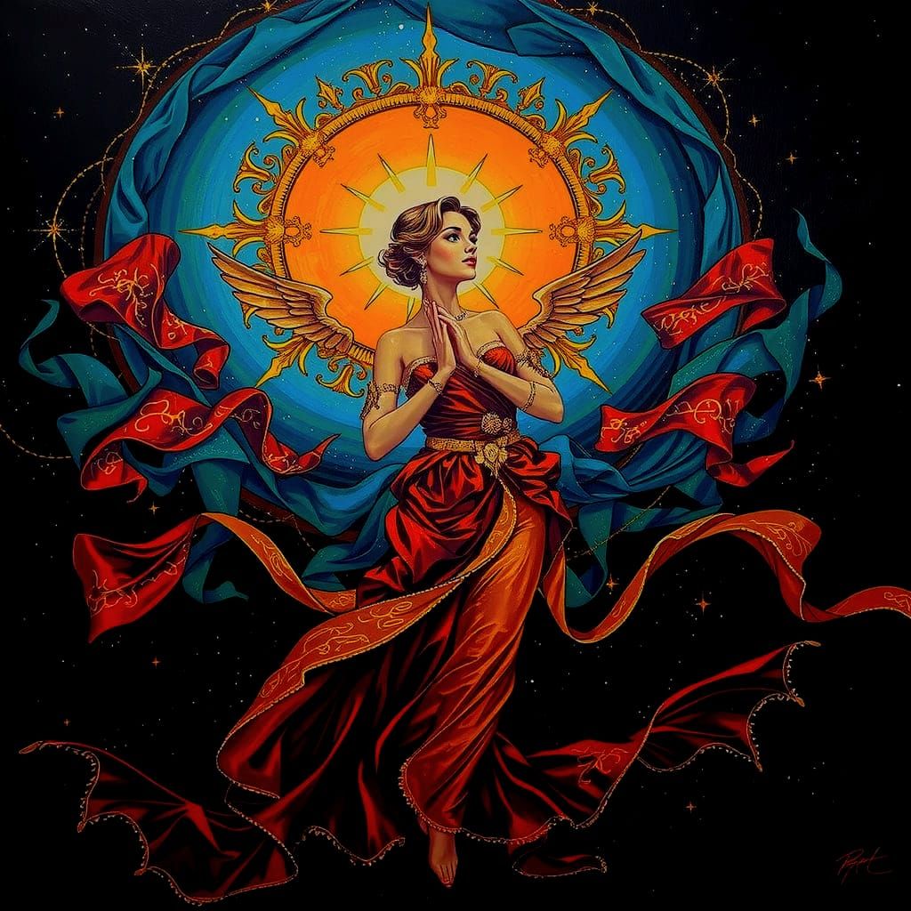 Divine Femininity Celestial Vision with Golden Halo