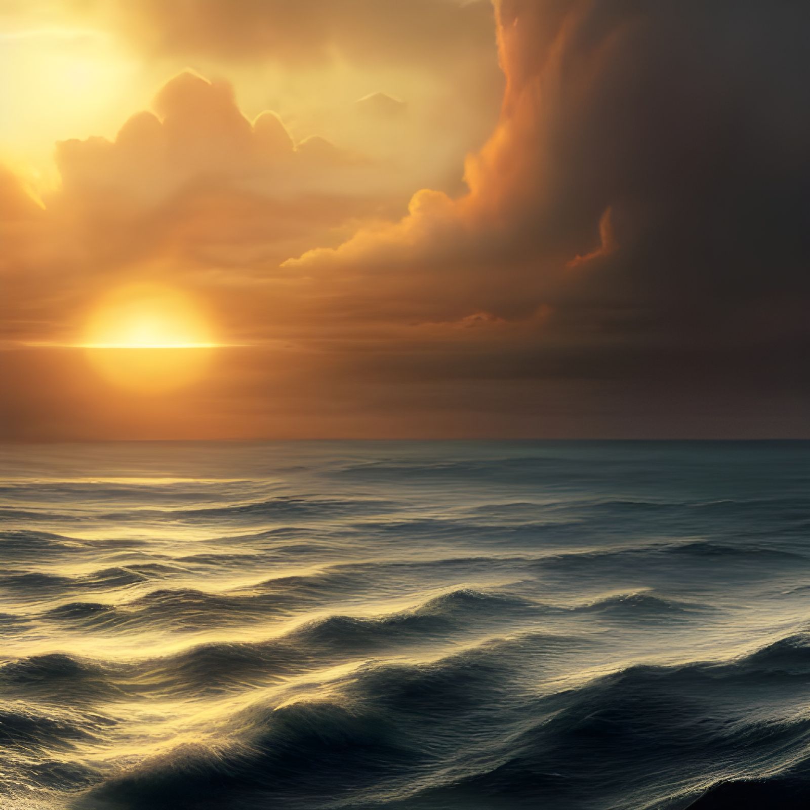 Epic Ocean Sunrise: Digital Matte Painting