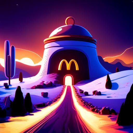 Grimace's Birth at McDonald's: Detailed Digital Painting