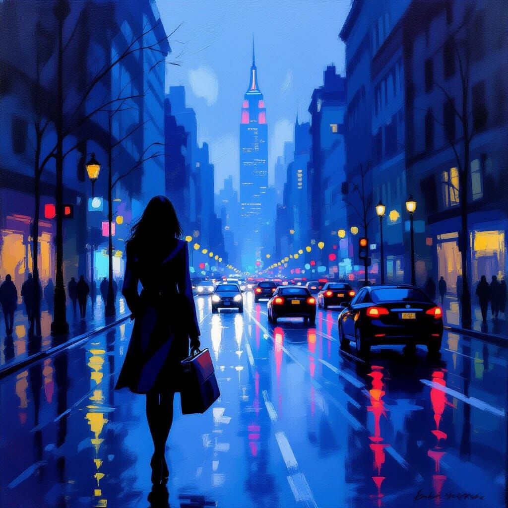 Businesswoman Contemplating City Dusk