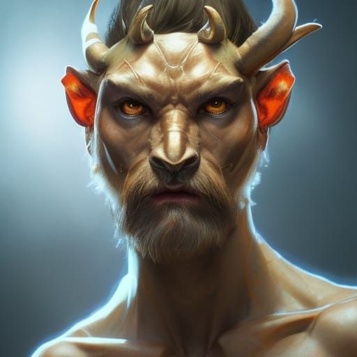 Detailed Satyr Portrait in Hyperdetailed Style
