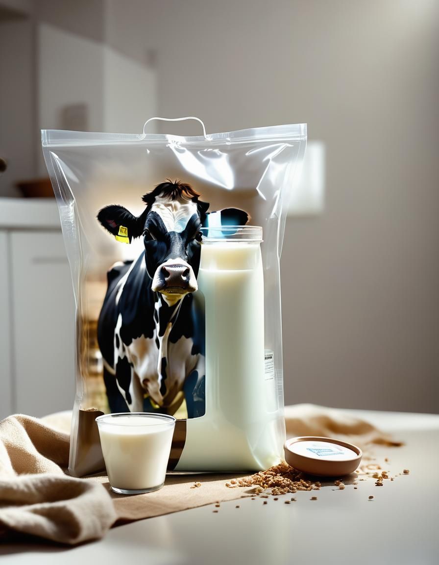 Unique Canadian way of packaging milk. Show a picture of a c...