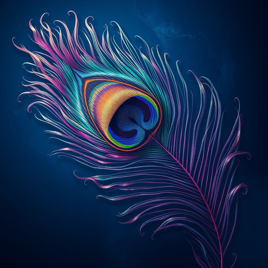 Surreal Peacock Feather in Abstract Dreamscapes
