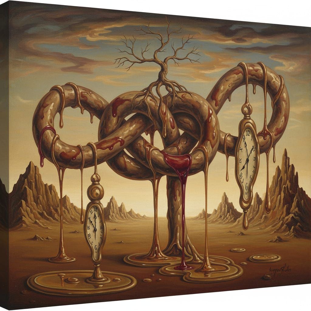 Surrealist Knot as Melting Oil Painting