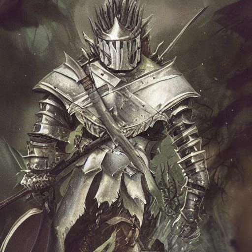 Dark Fantasy Knight in Ancient Forest