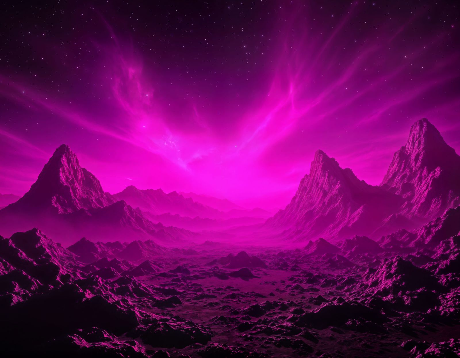 Alien Jungle World in Magenta and Vermilion Hues