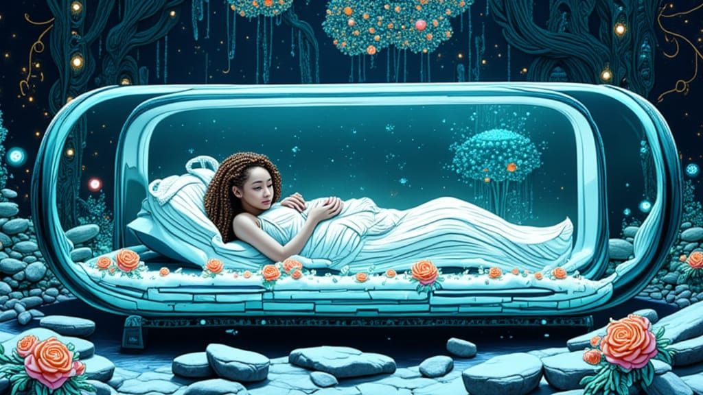 Afrofuturist Princess in Sci-Fi Stasis Pod