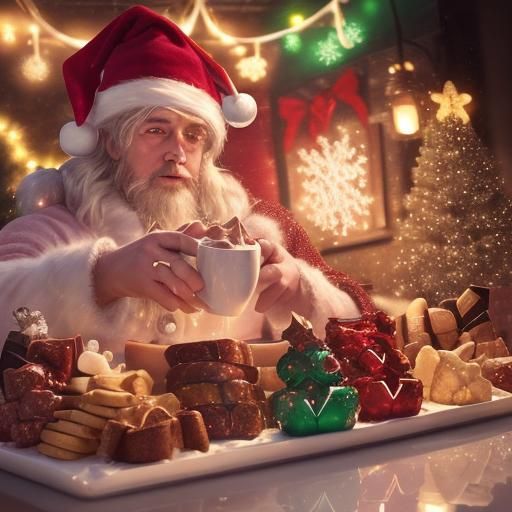 Pastel Christmas Scene with Cocoa Board in Splash Art