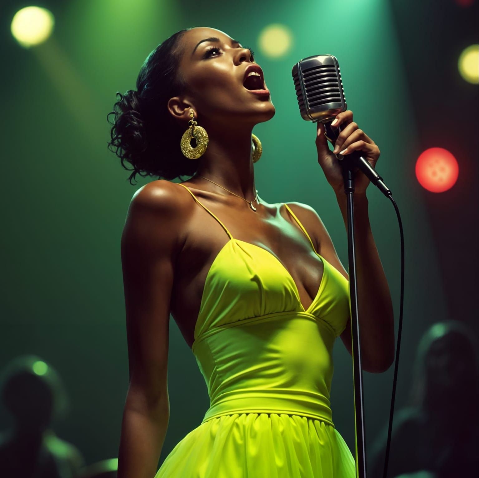 Chartreuse Chanteuse Croons in a Neo-Retro Club