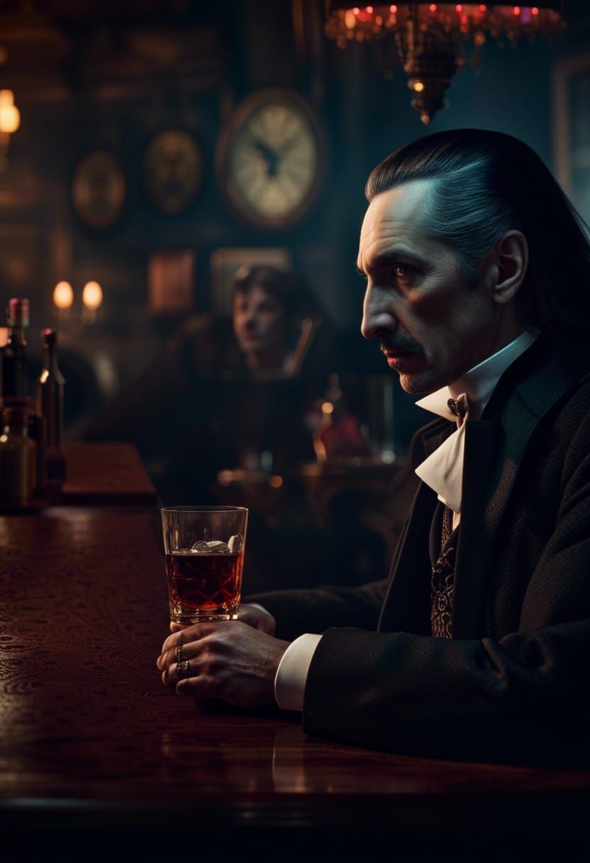 Dracula at a Bar: Digital Matte Painting