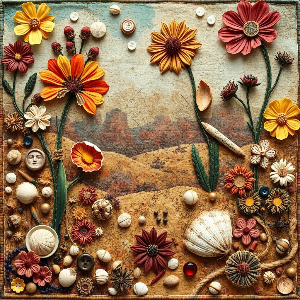 Steampunk Quilt with Mixed Media Elegance