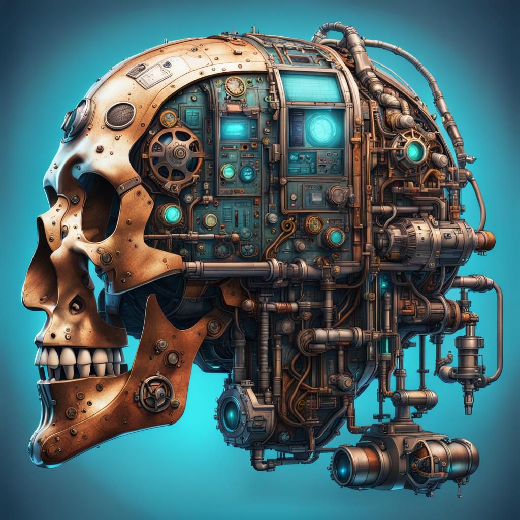 Cyber Steampunk Lung Transplant Unit with Blueprints