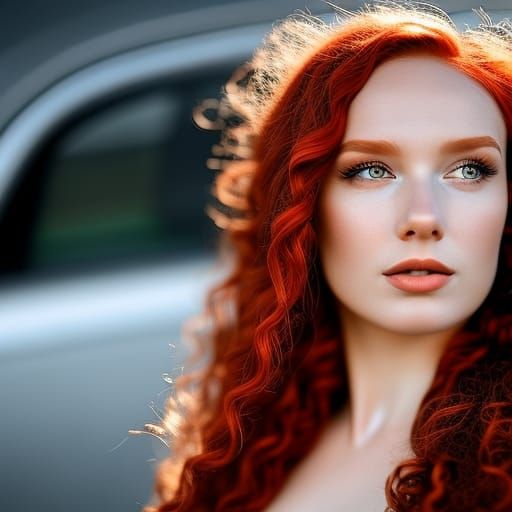 Photorealistic Redhead Beauty in Natural Lighting