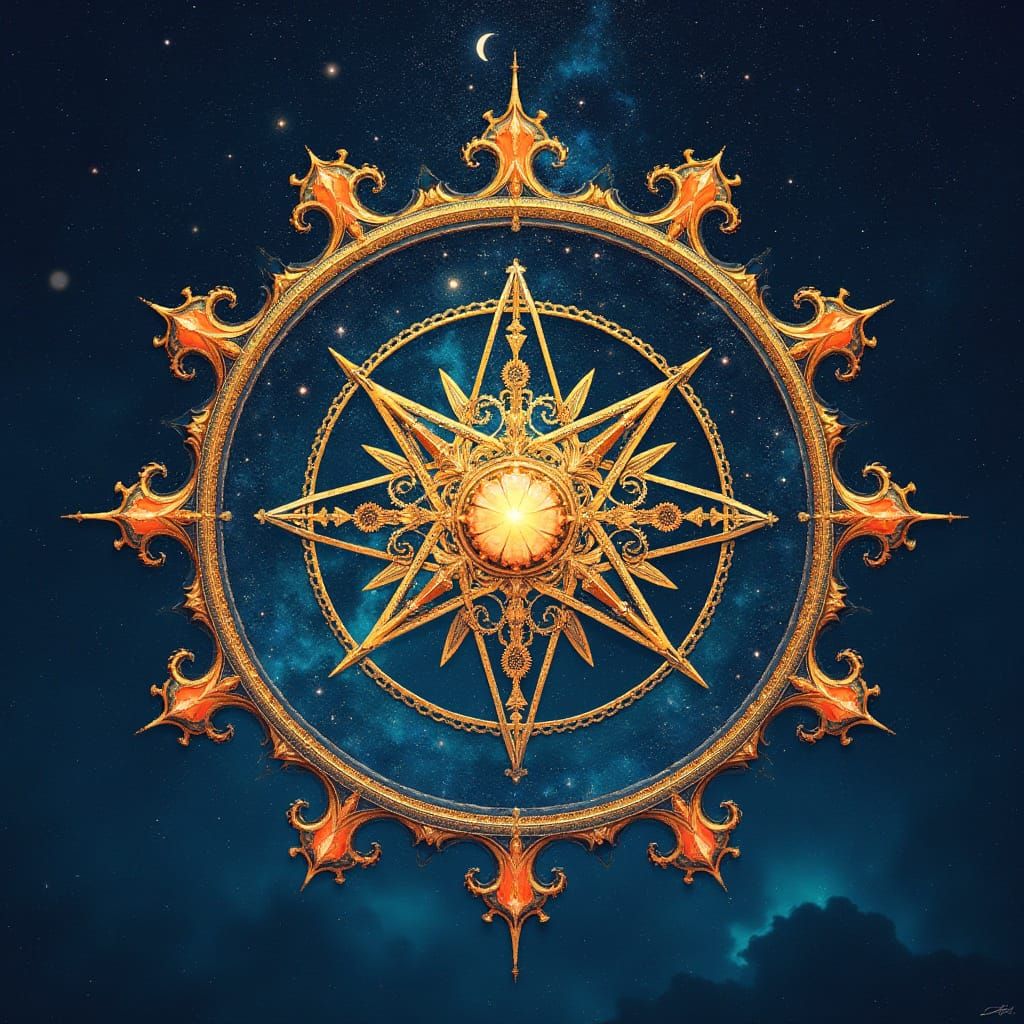 Sacred Geometry Symbol in Celestial Cartography Style