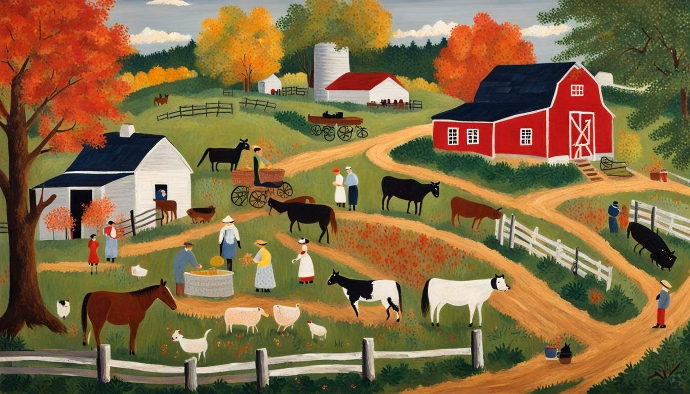 Naive Farm Life Panorama