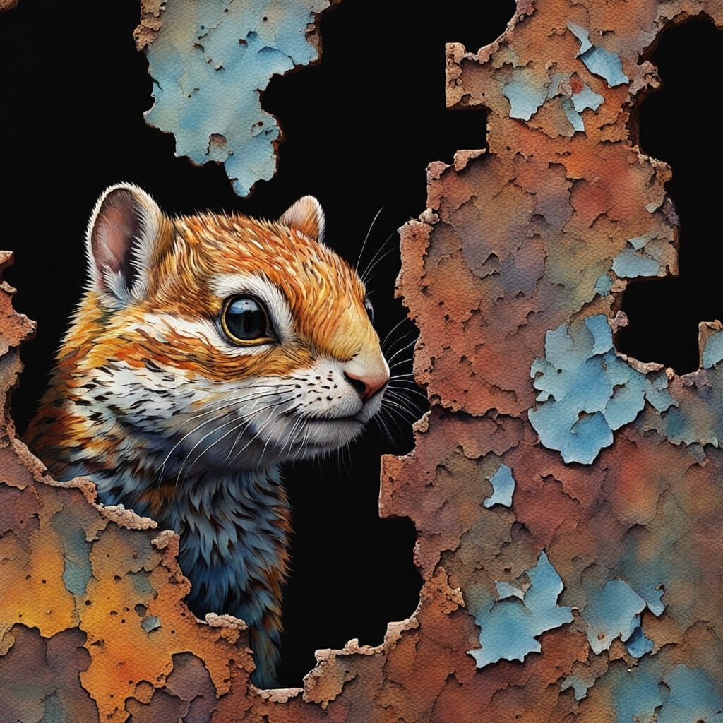 Mysterious Creature Emerges from Rusty Wall