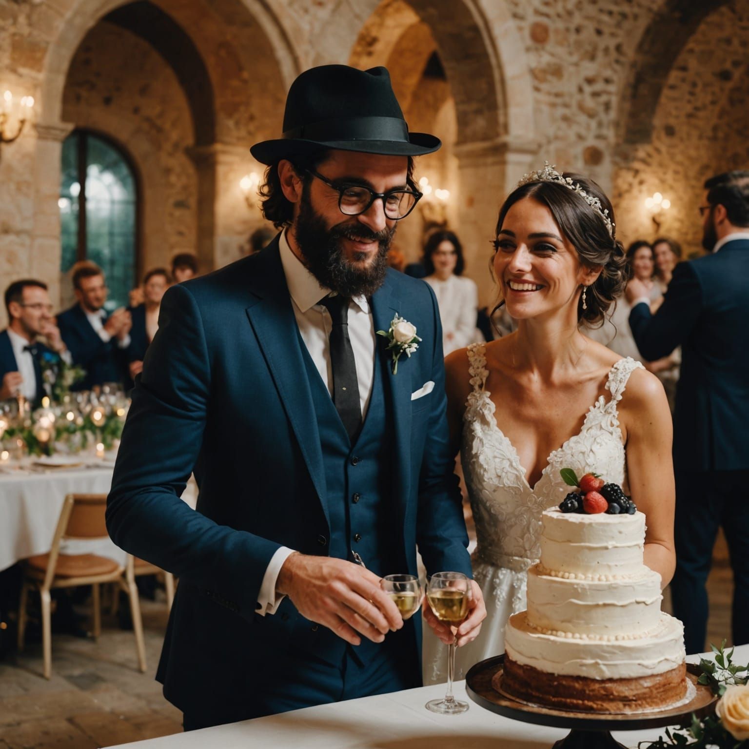 Geologists' Wedding Celebration: Joyful Cinematic Film Still