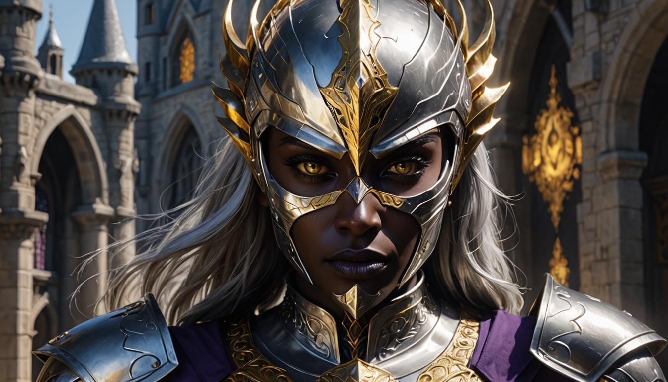 Futuristic Drow Warrior in Glimmering Armor