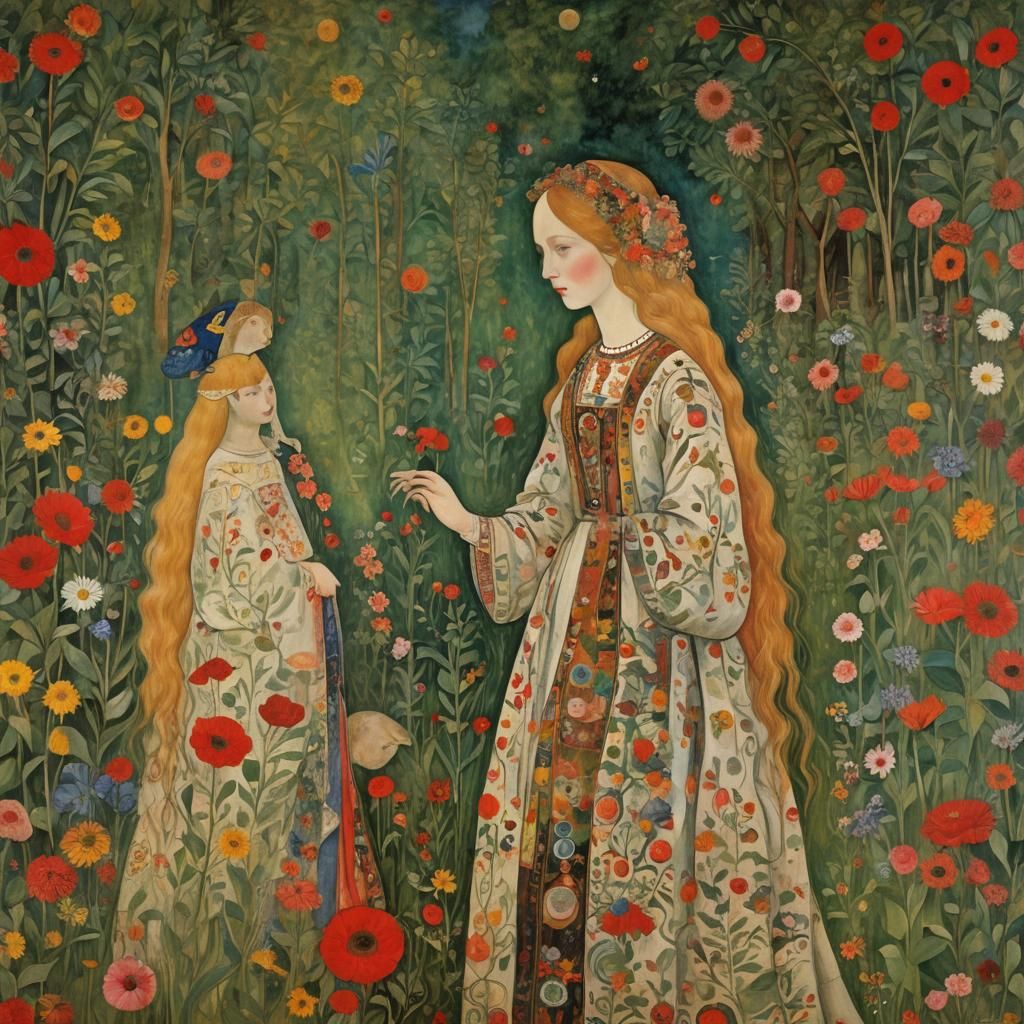 Mystical Goddess in Cosmic Bohemian Psychedelic Art