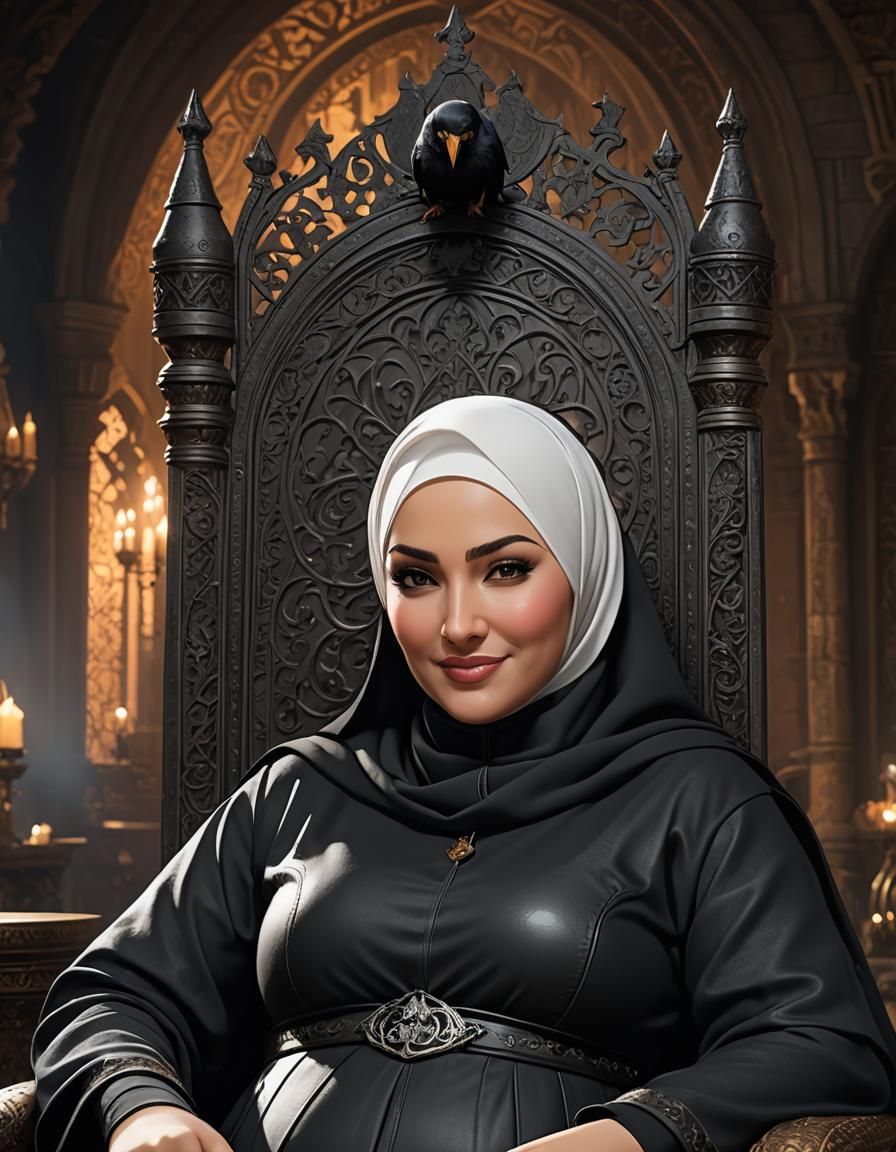 Detailed Portrait of Woman on Throne in Castle