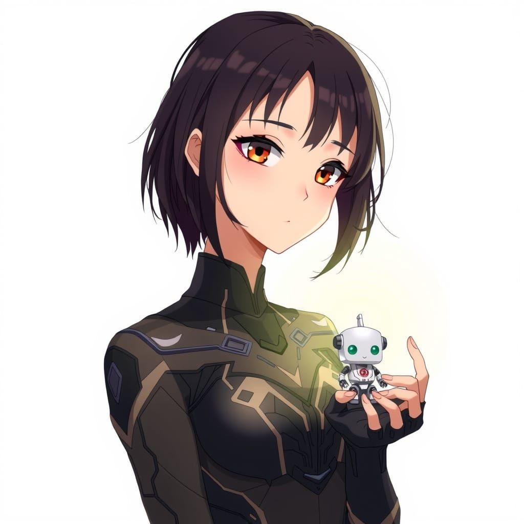 Anime Woman Awakens Futuristic Robot Companion