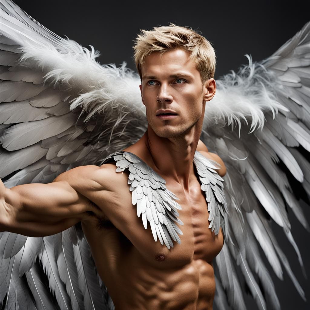 Winged Man Ready for Flight: Professional Portrait