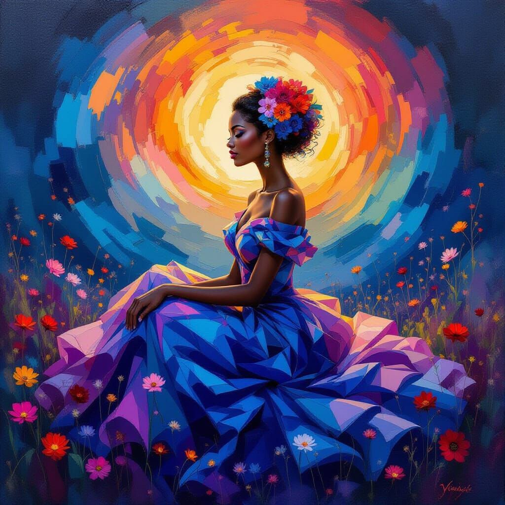 Viviavieine in a Swirling Color Storm Masterpiece