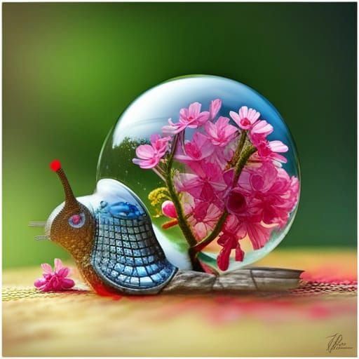 Metallic Snail: A Silver-toned AI Creation