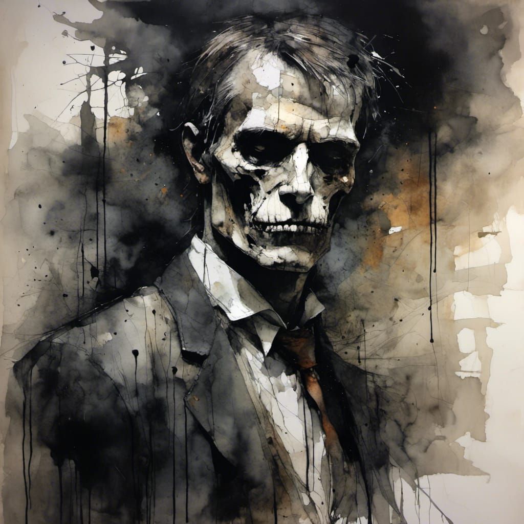 <lora:Neurographic Ink:1.0>✨💀Cadaverous Sith lawyer in Victoria office, brushed charcoal, Hyperdetailed, dystopian surr...