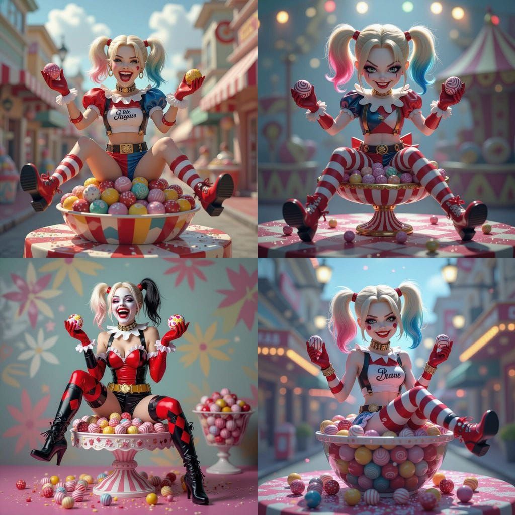 Mini Harley Quinn Candy Daydream: Photorealistic Fauvist Sty...