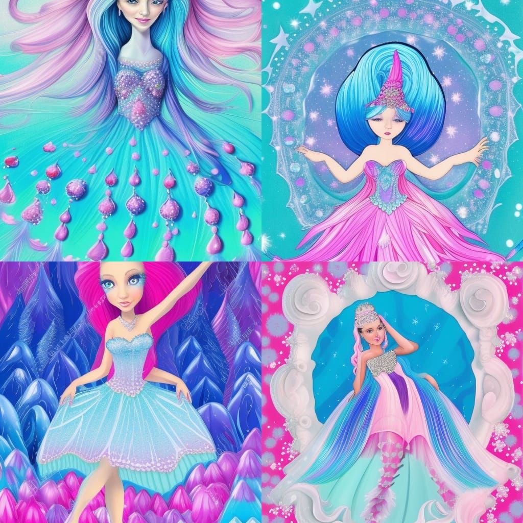 Ice Crystal Princess in Gouache Candyland