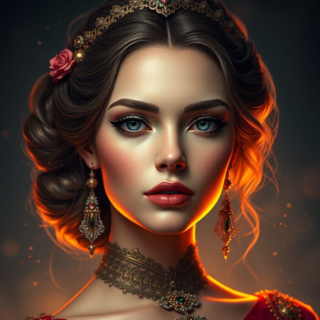 Elegant Woman Portrait in Concept Art Style