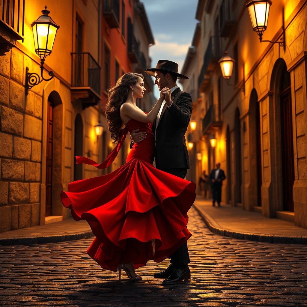 Passionate Tango Dance in Fantasy Concept Art Style