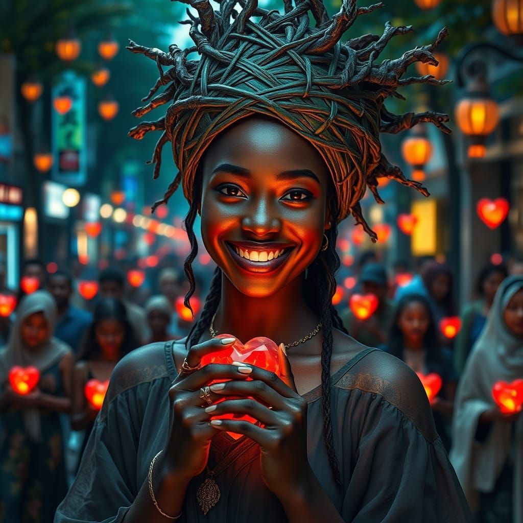 Woman with Crystal Heart in Photorealistic Style