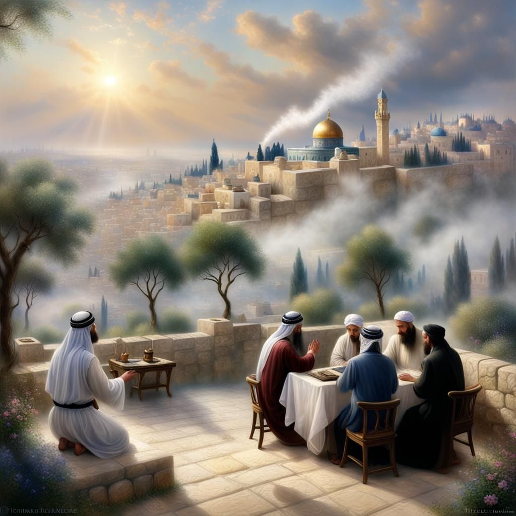 Jerusalem: Muslims, Jews, and Christians Praying