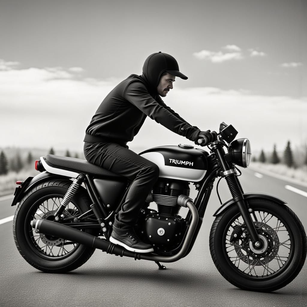 Vintage Triumph Motorcycle on a Scenic Road