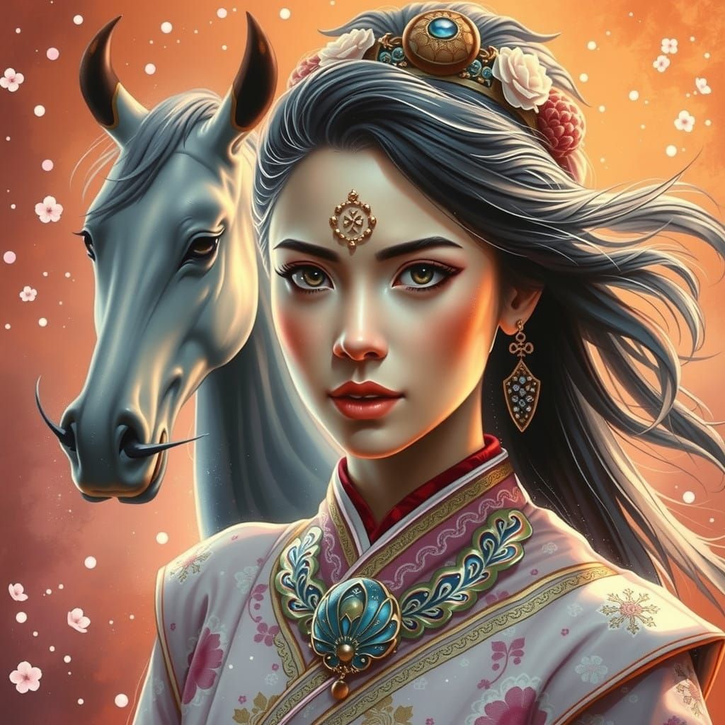 A Serene Geisha in Traditional Japanese Garden