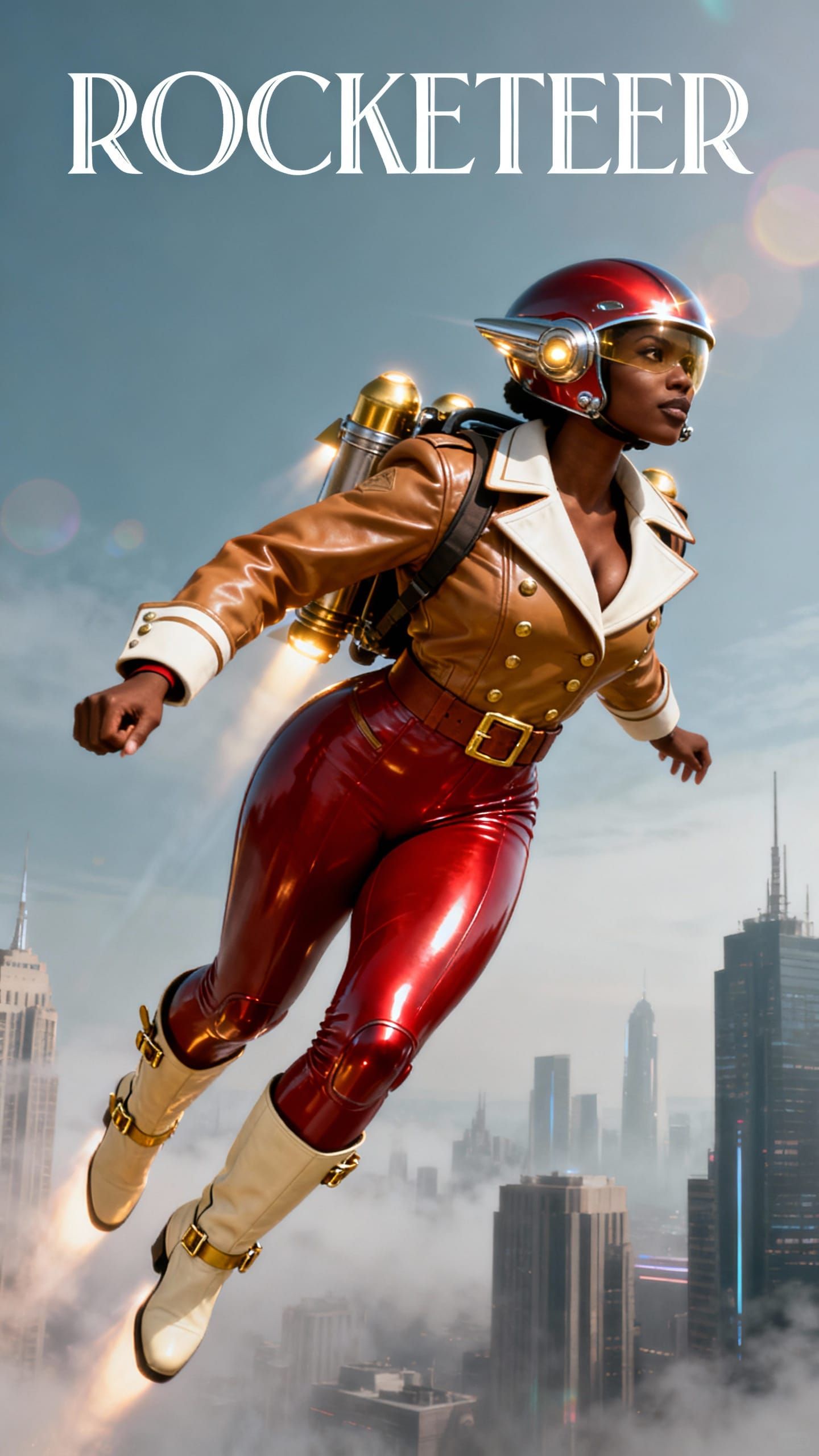 Muscular Black Woman Soars in Sci-Fi Exosuit